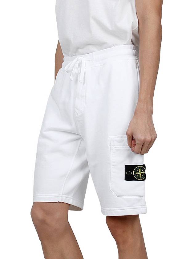 Cotton Fleece Cargo Bermuda Shorts White - STONE ISLAND - BALAAN 5