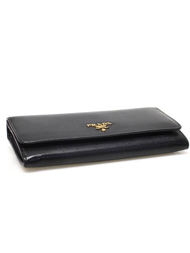 Women s Prada 1MH132 Black Saffiano Triangle Gold Lettering Logo Long Wallet gt Gangbuk used luxury goods - PRADA - BALAAN 5