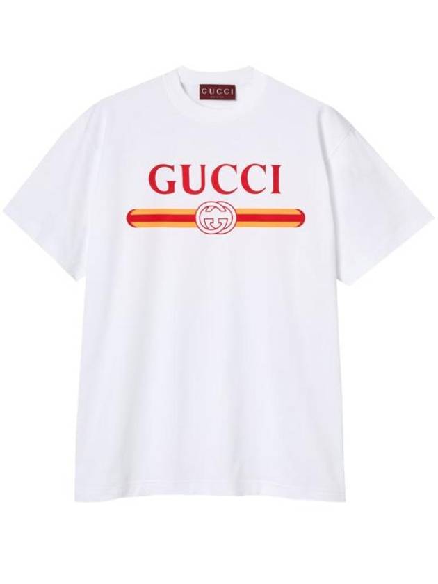 Jersey Print Cotton Short Sleeve T-Shirt White - GUCCI - BALAAN 1