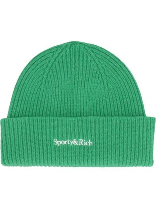 Logo Embroidered Wool Beanie Green - SPORTY & RICH - BALAAN 1