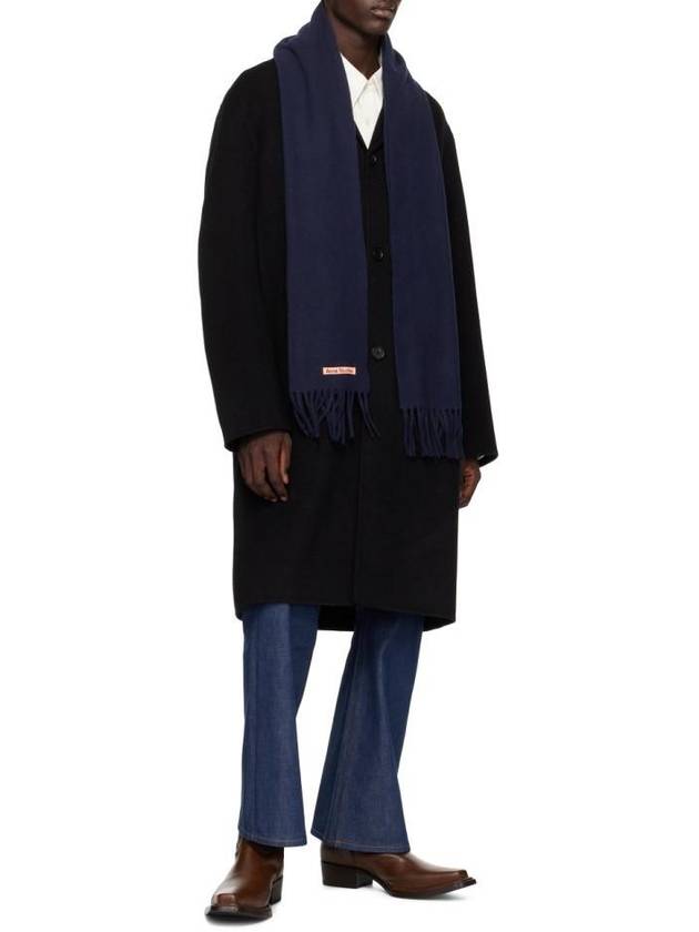 Wool Fringe Muffler Navy Blue - ACNE STUDIOS - BALAAN 4