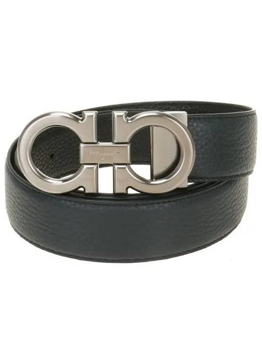 Reversible Adjustable Gancini Belt Black - SALVATORE FERRAGAMO - BALAAN 2