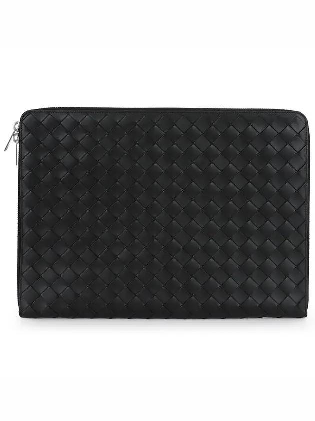 Intrecciato Calfskin Clutch Bag Black - BOTTEGA VENETA - BALAAN 2