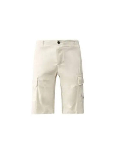 Stretch Satin Cargo Shorts White - CP COMPANY - BALAAN 2