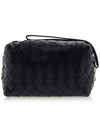 Intrecciato Leather Pouch Black - BOTTEGA VENETA - BALAAN 4