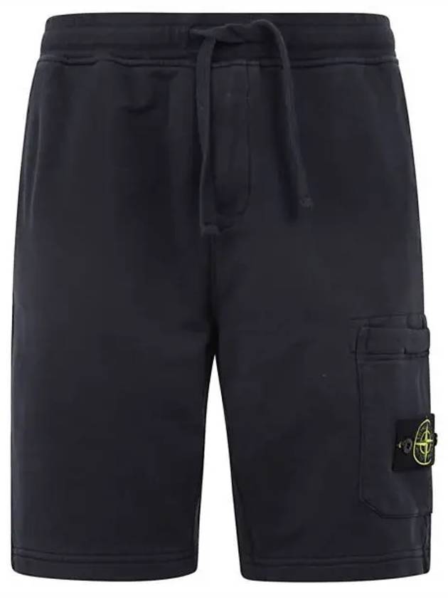 Cotton Fleece Cargo Bermuda Shorts Navy - STONE ISLAND - BALAAN 2