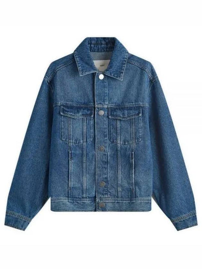 Paris Logo Patch Flap Pocket Cotton Denim Jacket Blue - AMI - BALAAN 2