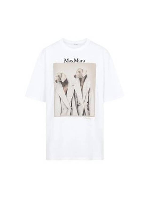 Women's Tacco Print Logo Cotton Short Sleeve T-Shirt White - MAX MARA - BALAAN 2