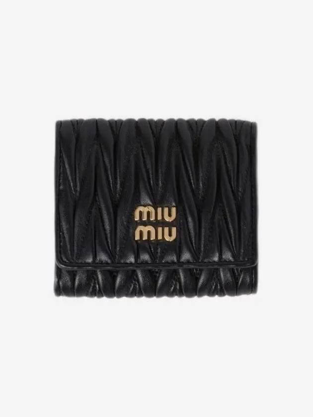 Matelasse Logo Nappa Leather Half Wallet Black - MIU MIU - BALAAN 5