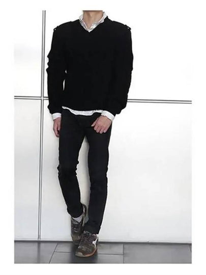 Black wool Vneck knit RX965 - ALEXANDER MCQUEEN - BALAAN 2