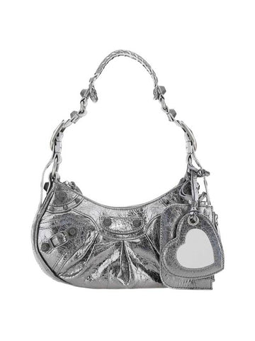 Metallic Le Cagol XS Lambskin Shoulder Bag Silver - BALENCIAGA - BALAAN 1
