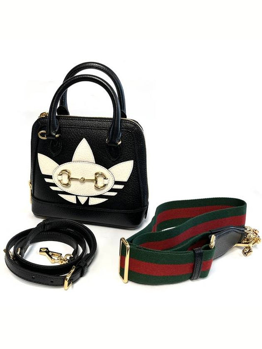 Adidas Horsebit 1955 Top Handle Shoulder Bag Black 677212 - GUCCI - BALAAN 1