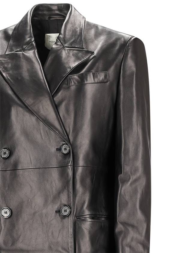 DOUBLE BREASTED LEATHER COAT - MAGDA BUTRYM - BALAAN 3