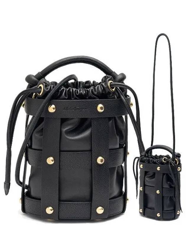 Women s Ferragamo Cage Bucket Shoulder Bag 21 1403 75041 Black 271981 1147517 - SALVATORE FERRAGAMO - BALAAN 1