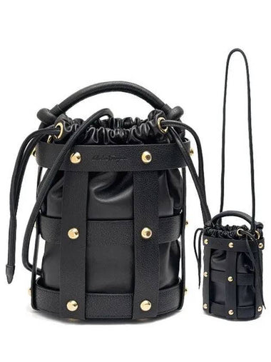 Women s Ferragamo Cage Bucket Shoulder Bag 21 1403 75041 Black 271981 1147517 - SALVATORE FERRAGAMO - BALAAN 1