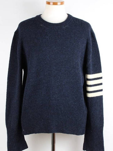 Diagonal armband Shetland knit navy 4 - THOM BROWNE - BALAAN 1