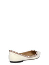 Rockstud Matte Leather Flats Ivory - VALENTINO - BALAAN.