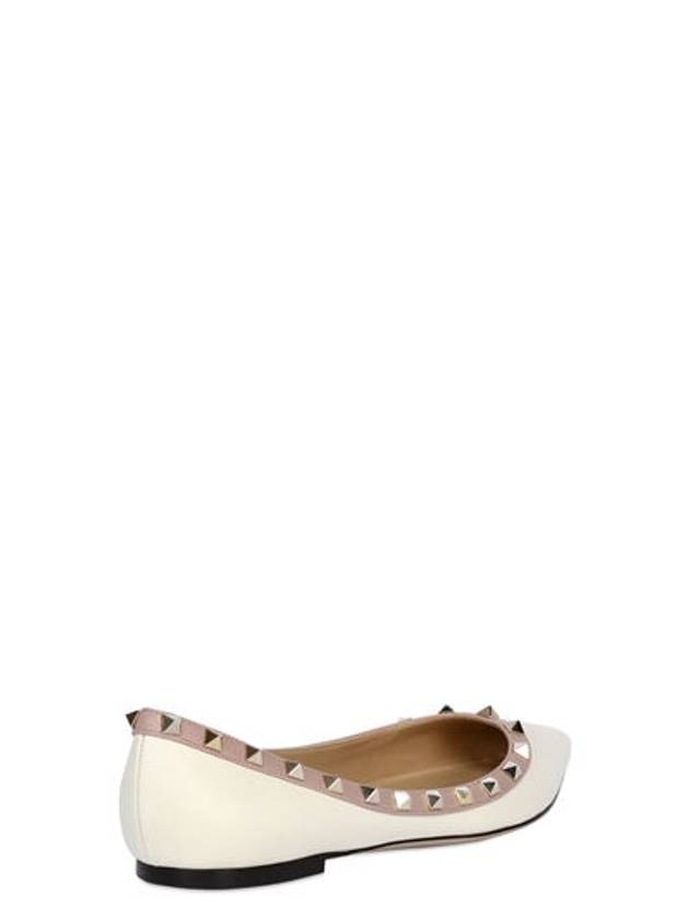 Rockstud Matte Leather Flats Ivory - VALENTINO - BALAAN 4