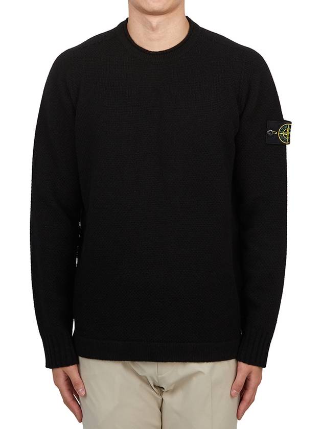 Compass Badge Wool Knit Top Black - STONE ISLAND - BALAAN 2