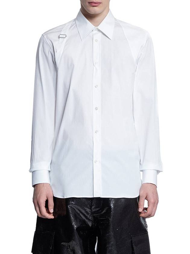 Men's Strap Detail Long Sleeve Shirt White - ALEXANDER MCQUEEN - BALAAN 2