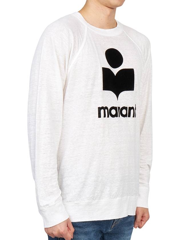 Kieffer Logo Print Linen Long Sleeve T-Shirt White - ISABEL MARANT - BALAAN 4