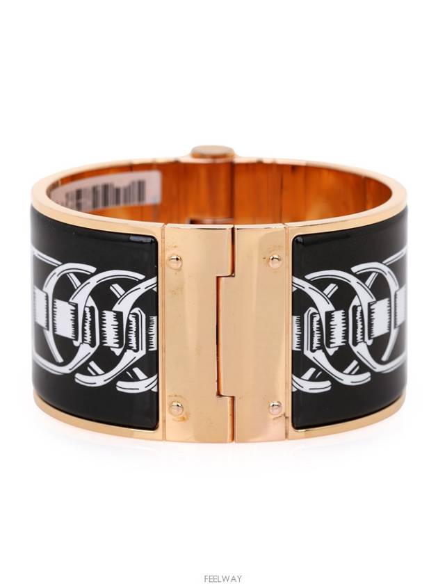 Enamel Hinged Bracelet Bangle Rose Gold Black Ashu - HERMES - BALAAN 2