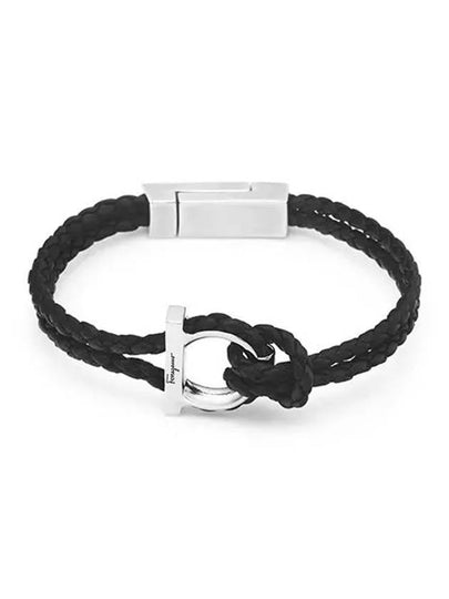 Gancini Leather Bracelet Silver Black - SALVATORE FERRAGAMO - BALAAN 2