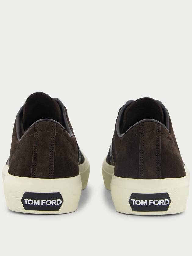 Logo Detail Suede Low Top Sneakers Brown - TOM FORD - BALAAN 5