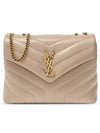 Bronze Monogram Loulou Matelasse Y Leather Small Shoulder Bag Beige - SAINT LAURENT - BALAAN 3