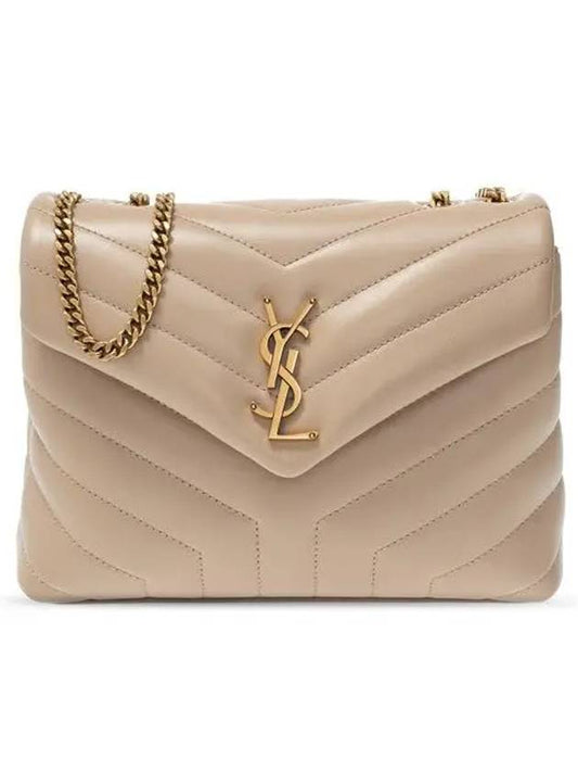 Bronze Monogram Loulou Matelasse Y Leather Small Shoulder Bag Beige - SAINT LAURENT - BALAAN 2