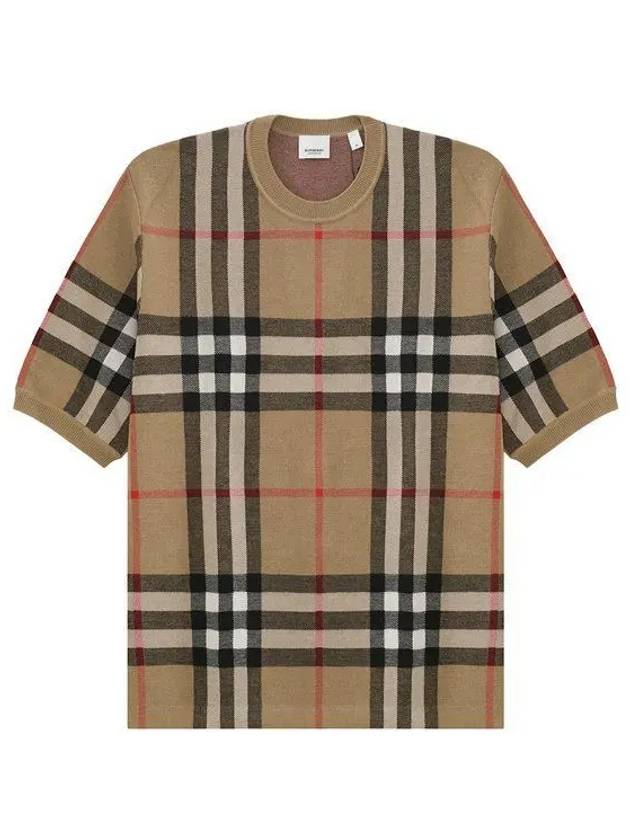 Men's Jacquard Check Pattern Silk Wool Knit Top Beige - BURBERRY - BALAAN 2