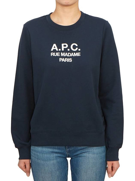 Women's Tina Logo Sweat Sweatshirt Navy - A.P.C. - BALAAN 2