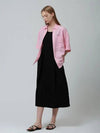 Semi-overfit linen half-sleeve shirt pink - PINBLACK - BALAAN 4