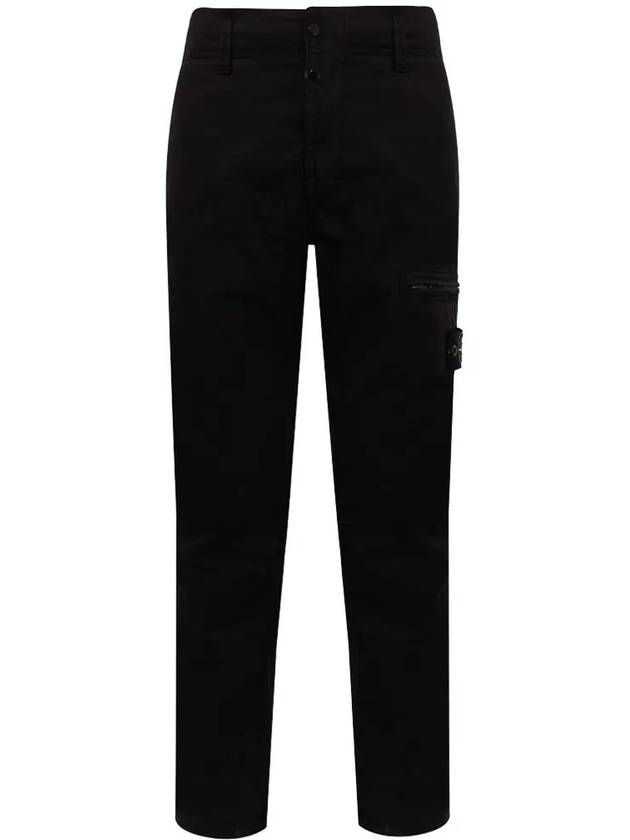 Cotton Canvas Straight Pants Black - STONE ISLAND - BALAAN 3