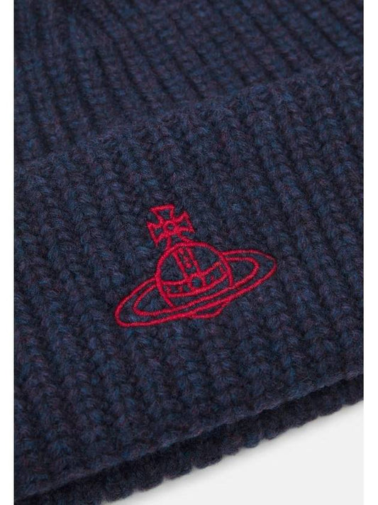 Sporty ORB Logo Beanie Navy Color - VIVIENNE WESTWOOD - BALAAN 2