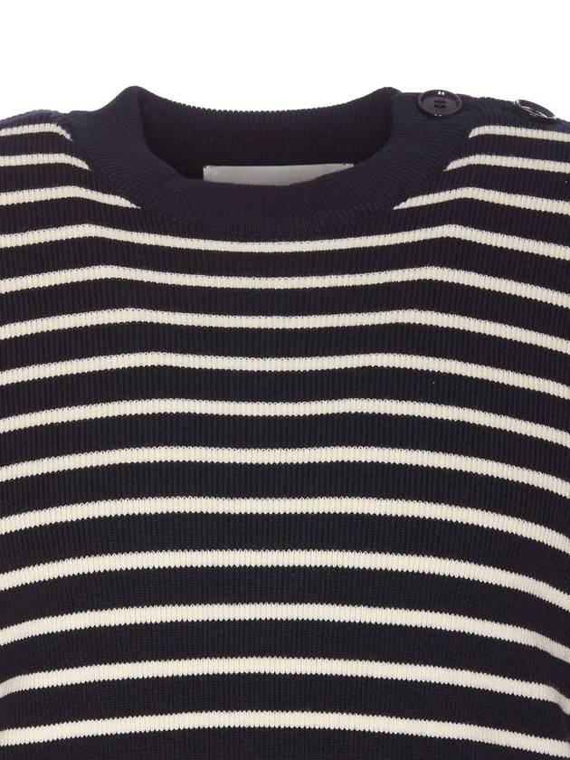 Striped Sailor Crew Neck Knit Top White Navy - AMI - BALAAN 5