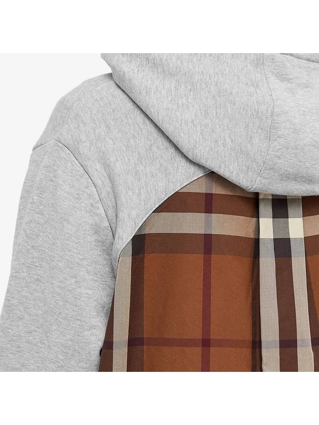 Check Panel Cotton Oversized Hoodie Melange Grey - BURBERRY - BALAAN 3