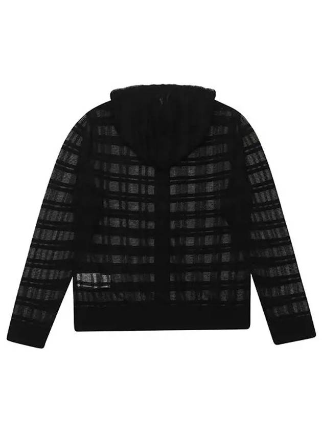 square pattern mini hood full zip-up 2812LAVM - BLACK&WHITE - BALAAN 6