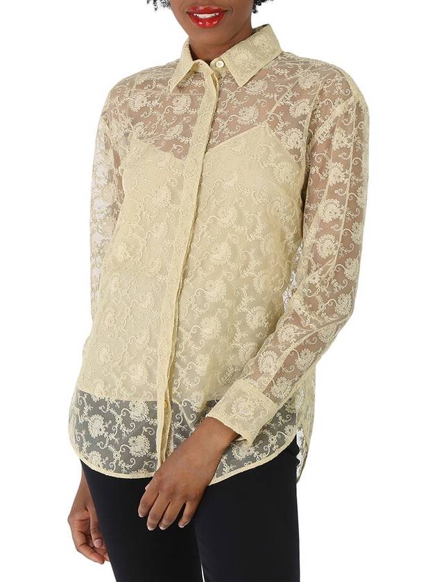 Burberry Pale Yellow Pattern Kestrel Lace Top, Brand Size 4 (US Size 2) - BURBERRY - BALAAN 1