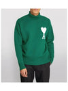 Big Heart Logo Knit Turtleneck Green - AMI - BALAAN 3