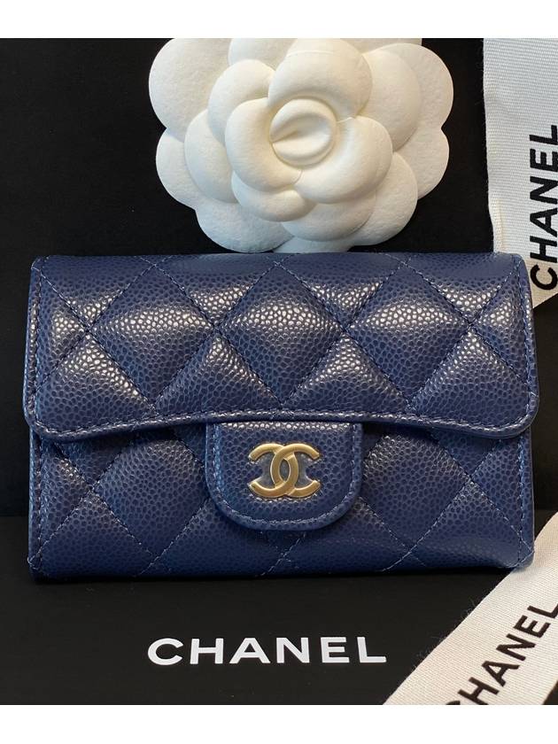 Classic gold caviar card wallet navy - CHANEL - BALAAN 2