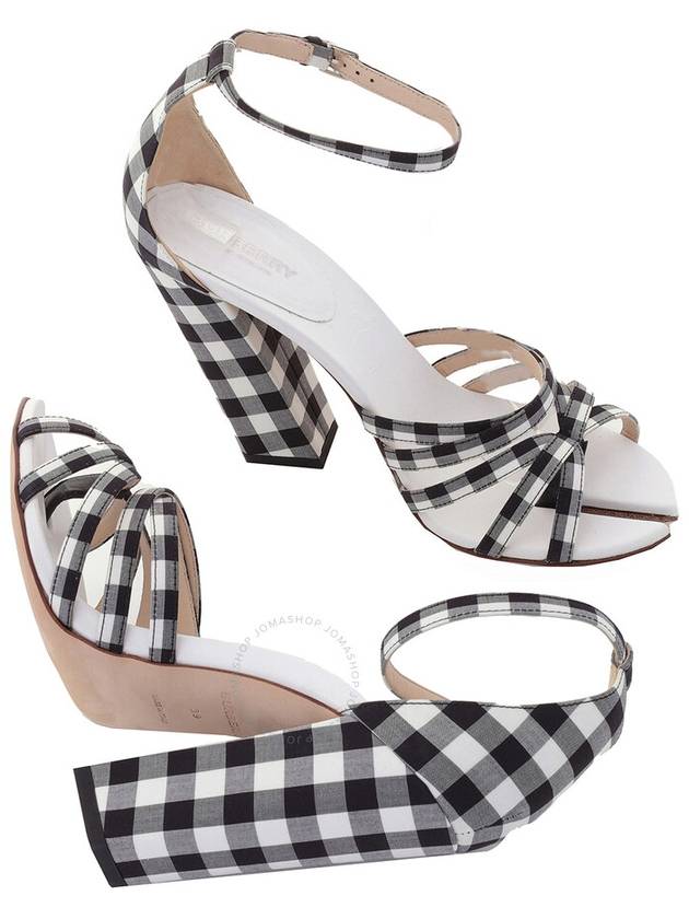 split toe gingham sandal heel black - BURBERRY - BALAAN 3