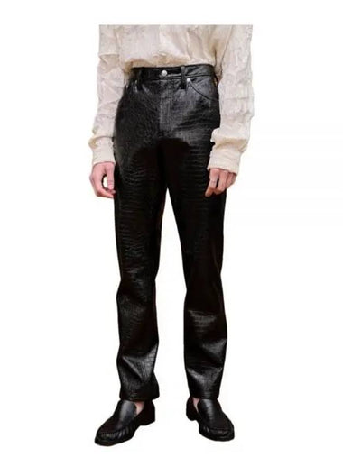 LONDRE TROUSER BLACK CROCO LONDRE FAKE LEATHER PANTS - SEFR - BALAAN 1