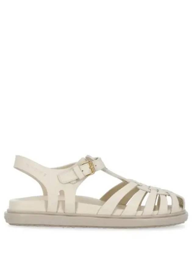 Leather Flat Sandals Beige - MARNI - BALAAN 2