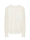 Women's Chest Embroidery Deco Silk Blouse Dusty White - CHLOE - BALAAN 2