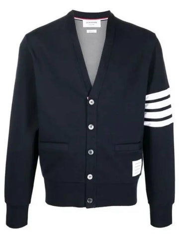 MJT325A diagonal armband varsity V neck cardigan 1207656 - THOM BROWNE - BALAAN 1