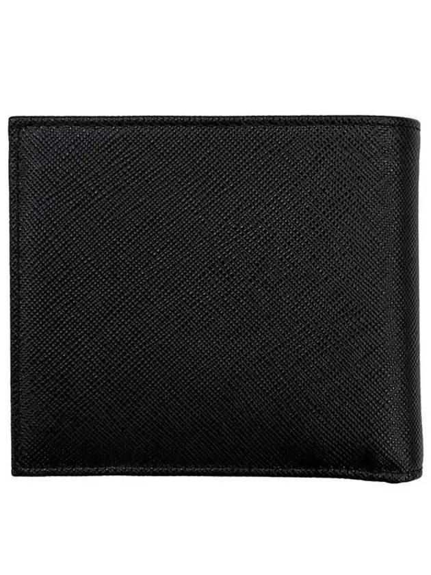 Saffiano Coin Pocket Triagle Logo Leather Wallet Black - PRADA - BALAAN 4