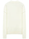 Heart Logo V Neck Wool Cardigan Off White - AMI - BALAAN 3