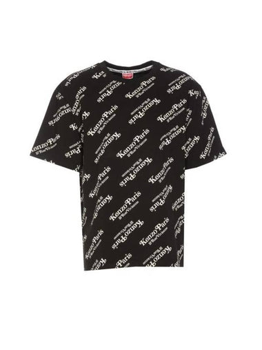 Logo All Over Cotton Short Sleeve T-shirt Black - KENZO - BALAAN 1