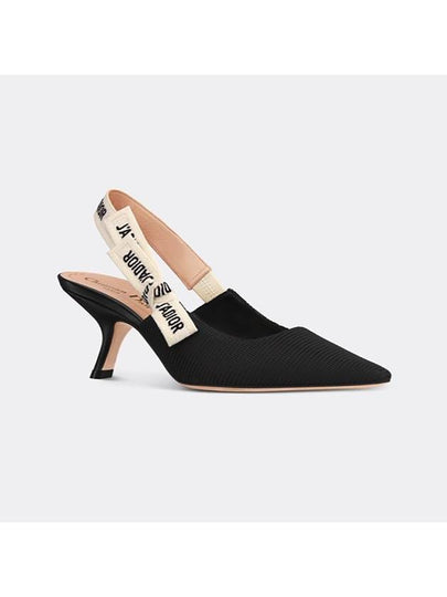 J'adior Embroidered Ribbon Fabric Slingback Heels Black - DIOR - BALAAN 2